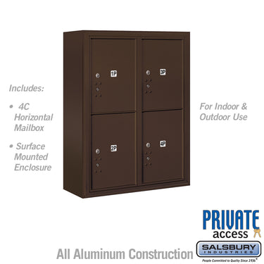 10 Door High Surface Mounted 4C Horizontal Parcel Locker with 4 Parcel Lockers in Bronze with Private Access